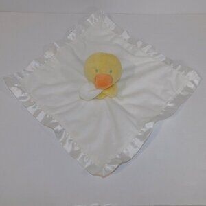 Carters Plush  White Yellow Duck Security blanket Satin Trim Baby lovey Nunu